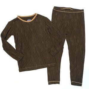 size 5 Kickee Pants 2 pc long sleeve top pants sleep pj pajama set bamboo boys t